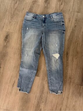 Maurices Light Blue Distressed Ankle Jeans